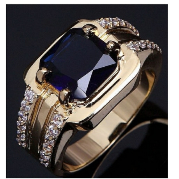 Other - Men's Blue Sapphire with CZ accents Ring